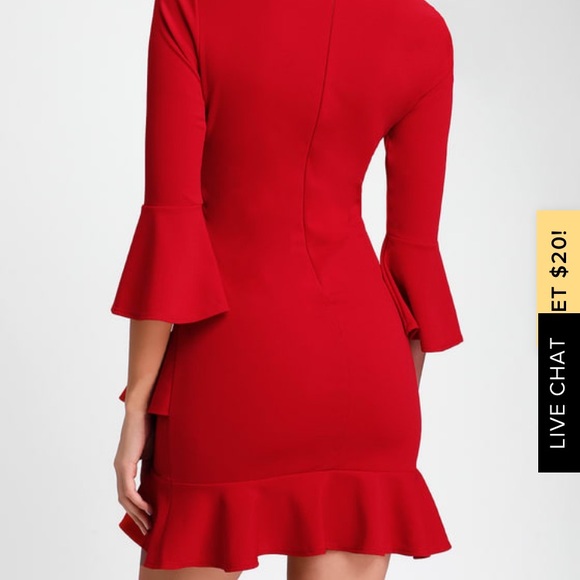 Medium Red Ruffled Bodycon Dress - Picture 2 of 2